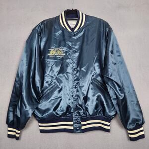 Vintage Felco Jacket Mens XL Blue Satin Varsity Bomber GM UAW Janesville 80s